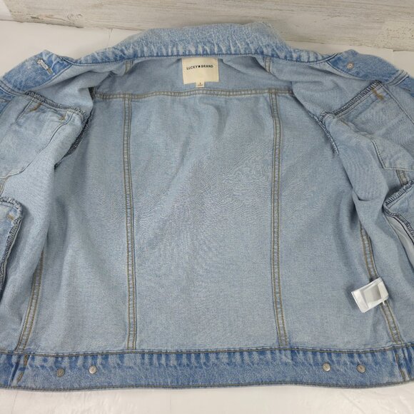 NWT $109 LUCKY BRAND BLUE DENIM JACKET WOMEN'S SIZE LARGE LIGHT WASH POCKETS NEW - Picture 10 of 16